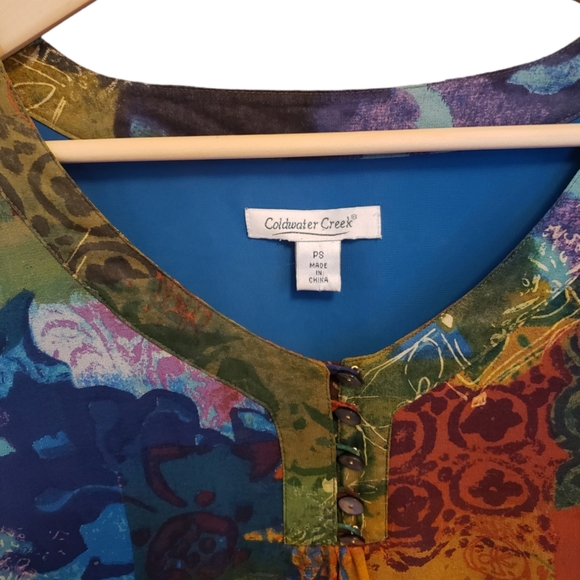 Coldwater Creek Vintage Colorful Blouse Women's Boho Top - Picture 5 of 5